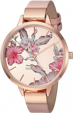 Nine West Womens Floral Dial Strap Watch