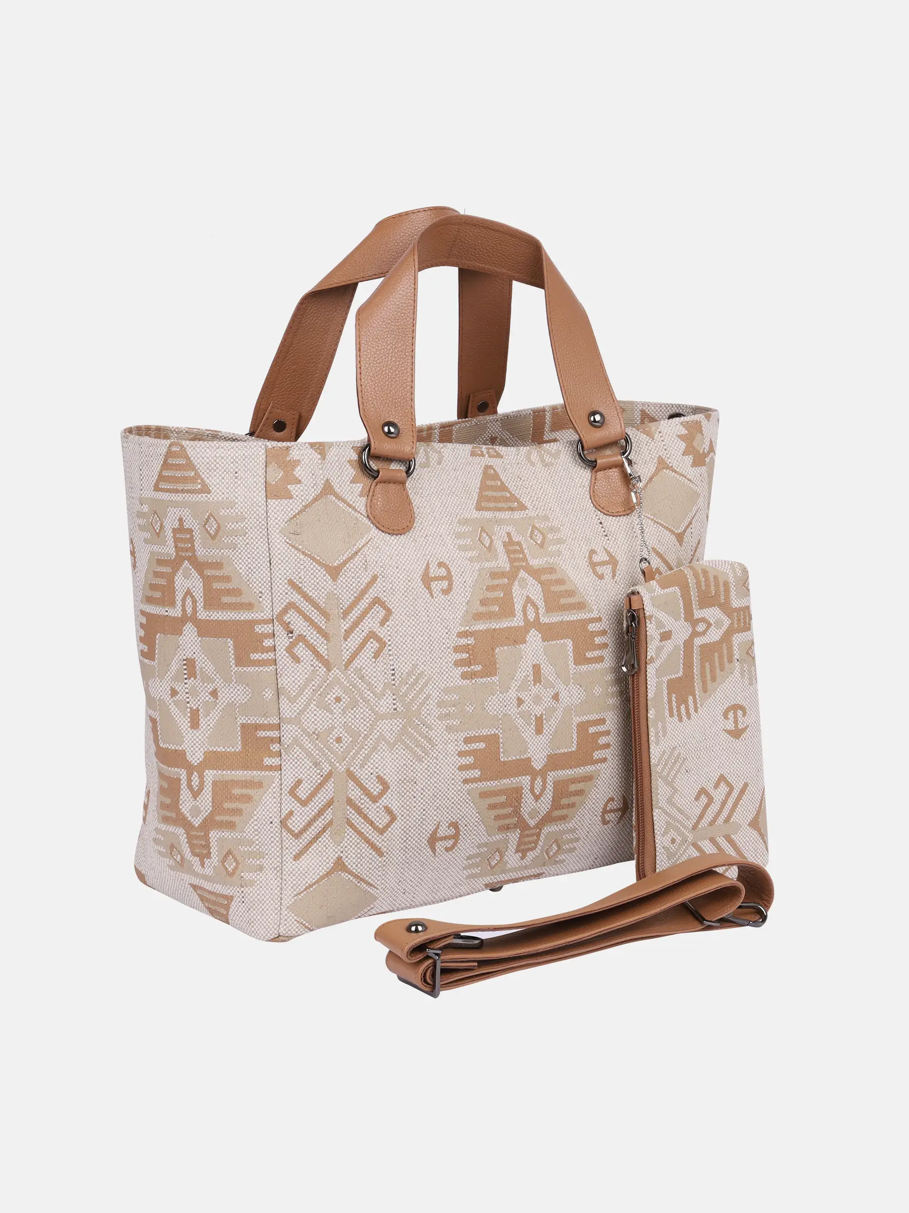 Natural Colour Printed Jute Bag with Purse
