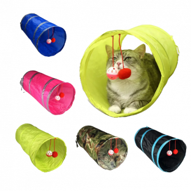 1Pcs Foldable Cats Tunnel Toy Single Layer Small Channel With Bell For Kitten Pet Cat Interactive Play Tunnel Tube Toy Accessory