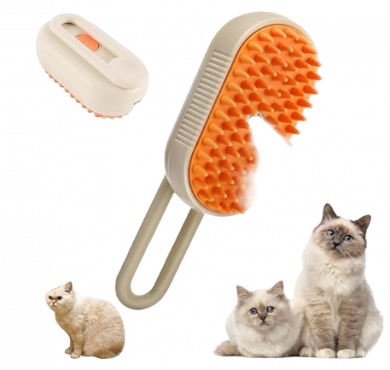 TERXA Electric Pet Steam Hair Brush | Rechargeable Bath Free Pet Hair Cleaning Brush | Steam Grooming Comb With Rotatable Handle| Massage Brush | Pet Care Accessories (Pack of 1,Multicolor)
