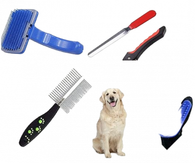 Yuppy Puppy Pet Grooming Accessories Kit With cat and dogs Slicker Brush, Hair Double Side Comb, Nail Clipper, Nail Grinder and Grooming Gloves Kit (Pack of 5)