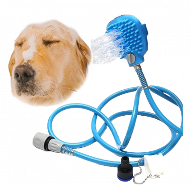 SILENCIO Dog Shower Attachment, Shower Sprayer and Scrubber, Pet Bath Brush with Indoor & Outdoor Adaptors, Pet Bathing Tool, Massager Shower Sprayer, Shower Accessories for Dog Cat Horse Grooming