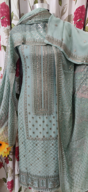 Original Pakistani Heavy Embroidered Sitara (Sequence) Fancy Barija 2 Back (Clothes + Veil)