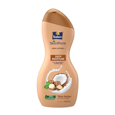 Parachute SkinPure Deep Moisture Body Lotion with Shea Butter & Coconut Milk,For Soft, Glowing, Nourished Skin, Repairs Dry Skin, 100% Natural Moisturizers, All Skin Types,-300 ml