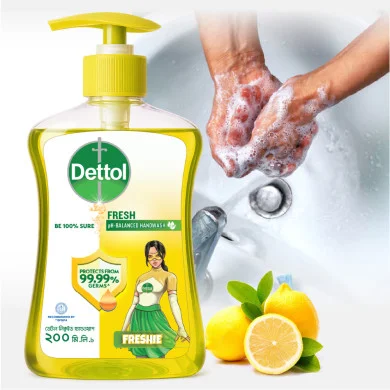 Dettol Handwash Fresh Ph Balanced Liquid Soap Pump Protects From 100 Illness Causing Germs-200 ml
