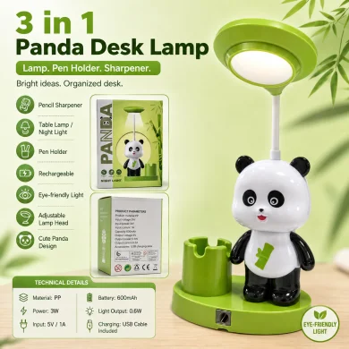 3 in 1 Panda Desk Lamp with pen holder & sharpener