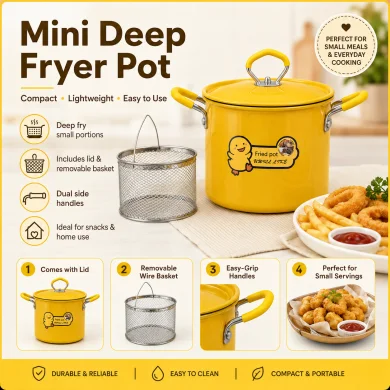 2L Stainless Steel Deep Fryer Pot with Basket & Thermometer