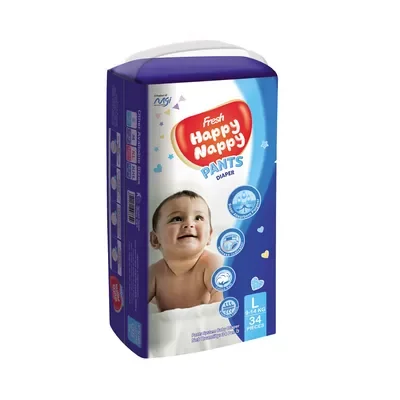 Fresh Happy Nappy Pant Diaper L (9-14 kg) - 34 pcs