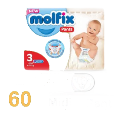 Molfix Pant System Baby Diaper (3 midi Size) (6-11 kg) (60pcs)