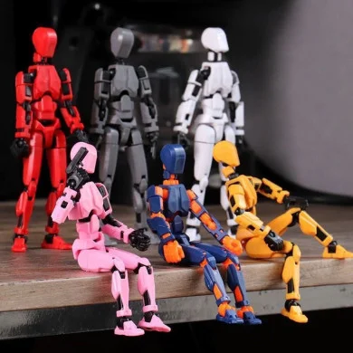 Articulated Action Figure Toy Set - Flexible Poseable Robot Dolls with Swords