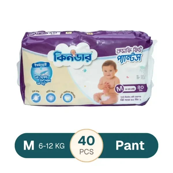 Kinder Diaper Confy Fit Pant M size (6 to 12)kg 40 Pcs