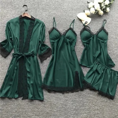 Premium Satin 4-Piece Nightwear Set