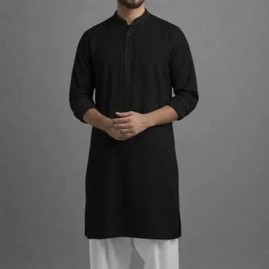 10 Pcs Black Solid Punjabi Combo