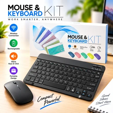 Slim Wireless Mouse and Keyboard Combo Kit – Ergonomic Silent Typing, 2.4GHz Wireless USB Receiver, Sleek Portable Design for Office, PC & Laptop