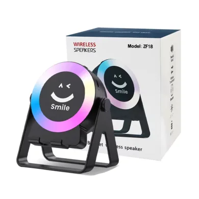 ZF18 2-in-1 Sensor Bluetooth Speaker &amp;amp; Foldable Mobile Holder – 360-Degree Rotating Phone Stand with RGB LED Light, Powerful Bass &amp;amp; Rechargeable Battery thumbnail