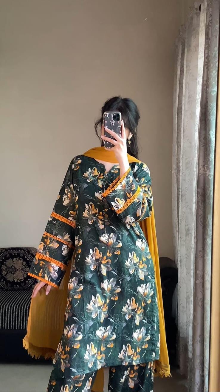 Cotton Ready made Three Piece
