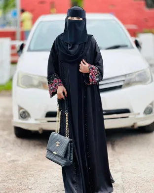 Dubai Cherry Abhaya with Inner and Hijab thumbnail