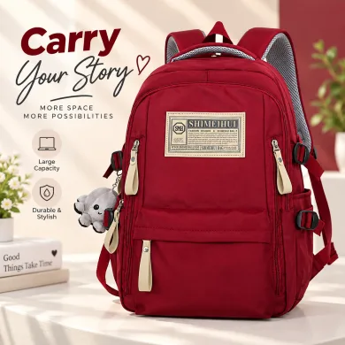 Aesthetic Large Capacity Backpack (Red) thumbnail