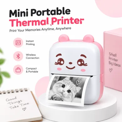 Mini Portable Thermal Printer – Inkless Wireless Bluetooth Sticker &amp; Label Printer with High-Resolution Print, Rechargeable Battery &amp; App Support for Android &amp; iOS thumbnail