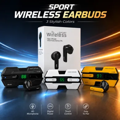 K8 Sport True Wireless Earbuds – In-Ear Bluetooth Earphones with Deep Bass, Touch Control, LED Digital Display &amp; Secure Fit for Gym &amp; Sports thumbnail
