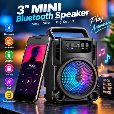 Rechargeable Wireless Portable Speaker Mini Style 3 Inch Tws,Fm,Usb Audio Player - Bluetooth Speaker thumbnail