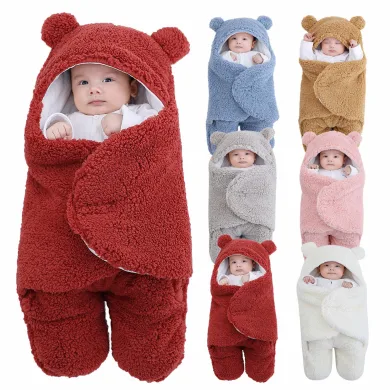 Baby Sleeping Bag Ultra-Soft Fluffy Fleece Newborn Receiving Blanket Infant Boys Girls Clothe Sleeping Nursery Wrap Swaddle thumbnail