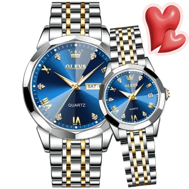 Olevs Stainless Steel fashionable Couple watches (Navy Blue) thumbnail