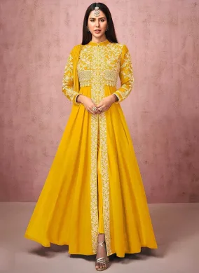 Ready-made embroidered georgette party dress thumbnail