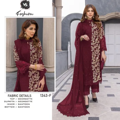 Ready-made embroidered Georgette three-piece set thumbnail