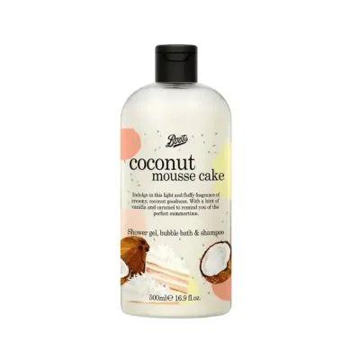 Boots Coconut Mousse Cake Shower Gel, Bubble Bath & Shampoo 500ml thumbnail