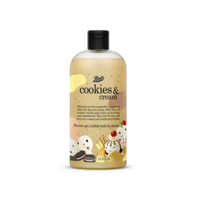 Boots Cookies & Cream Shower Gel, Bubble Bath & Shampoo 500ml thumbnail