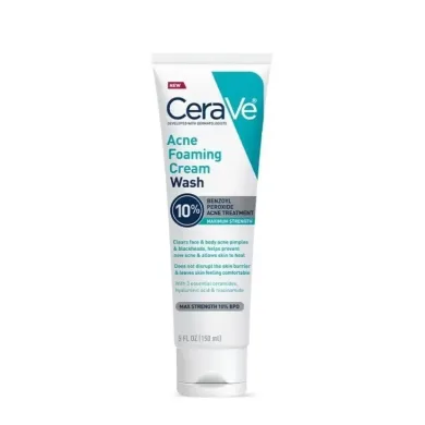 Cerave Acne Foaming Cream Wash with 10% Benzoyl Peroxide (150ml) thumbnail