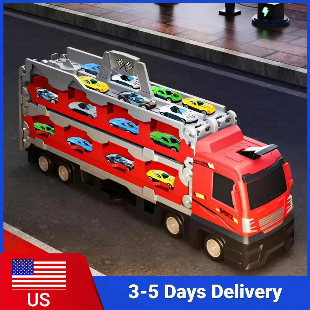 Catapult Railcar Toys with 24 Race Cars Carrier Vehicles Toys Set Folding Ejection Race Track for Kids for Boys 3-5 Years Old