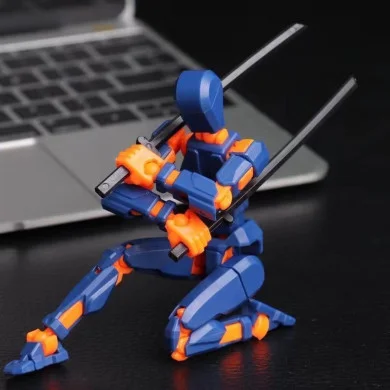 Articulated Action Figure Toy Set - Flexible Poseable Robot Dolls with Swords thumbnail