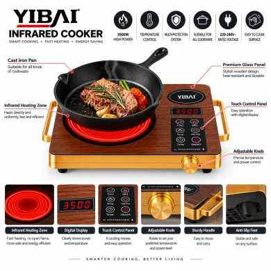 YIBAI 3500W Infrared Cooker with Touch Control & Digital Display thumbnail