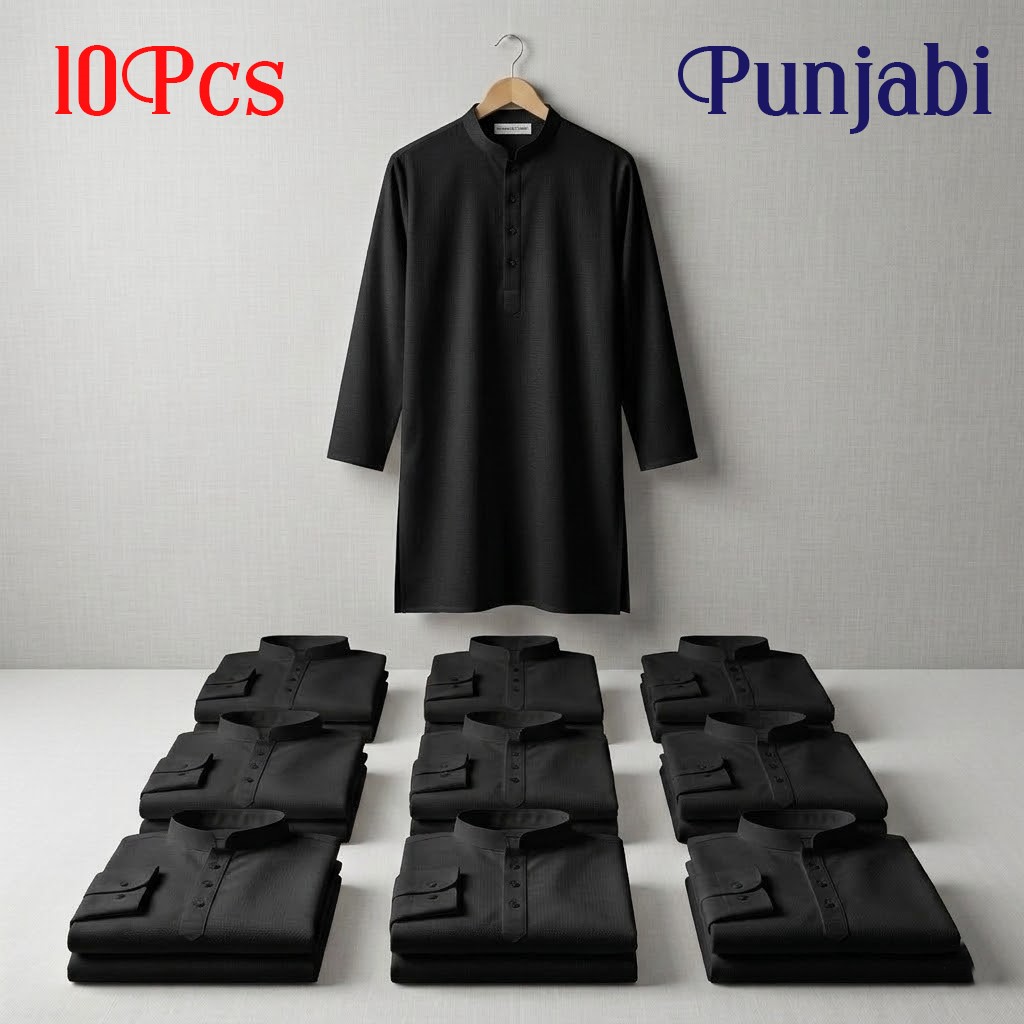 10 Pcs Black Solid Punjabi Combo thumbnail