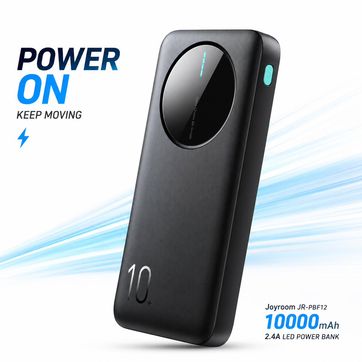 Joyroom JR-PBF12 10000mAh Power Bank – 2.4A Fast Charging Portable Charger with Triple Outputs, LED Indicators &amp; Fire-Resistant ABS Body thumbnail