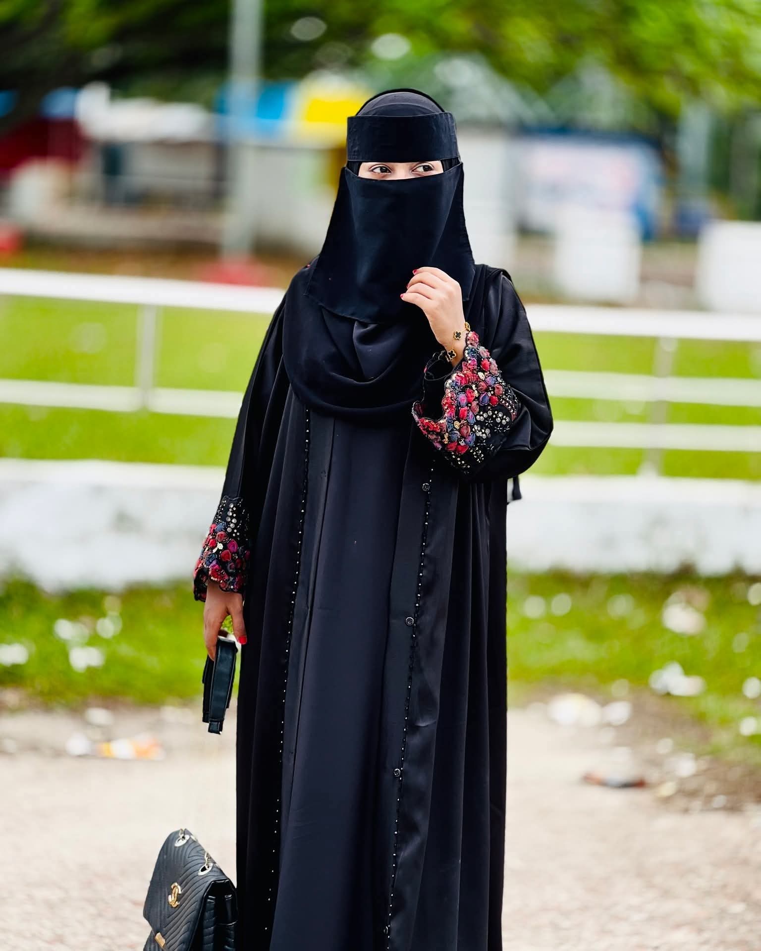 Dubai Cherry Abhaya with Inner and Hijab thumbnail