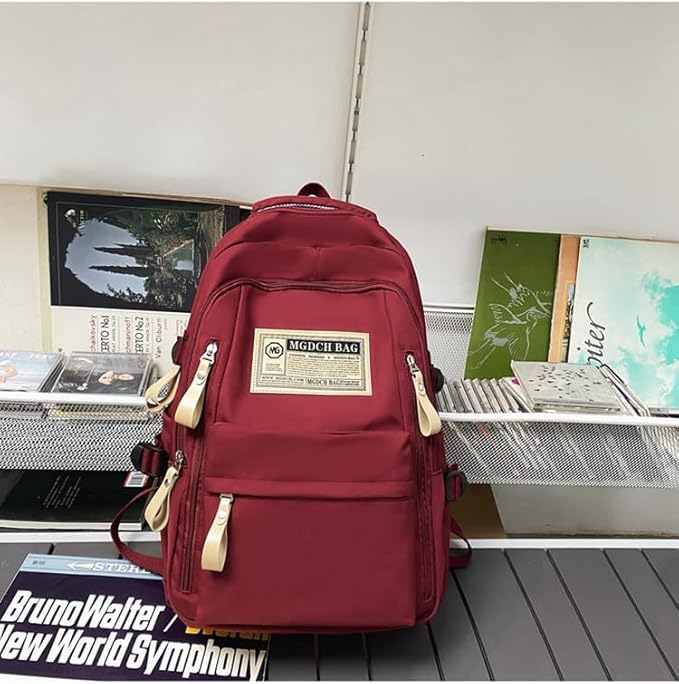 Aesthetic Large Capacity Backpack (Red) thumbnail