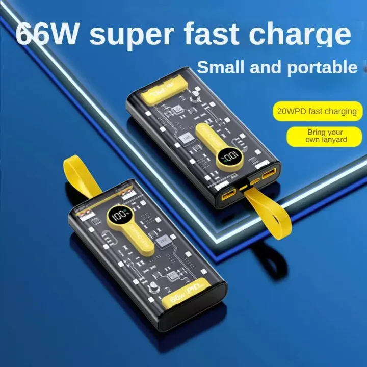 Transparent 66W High-Speed Power Bank 20000mAh – PD 22W Fast Charging Portable Charger with Digital LED Display &amp; Multi-Device Support thumbnail