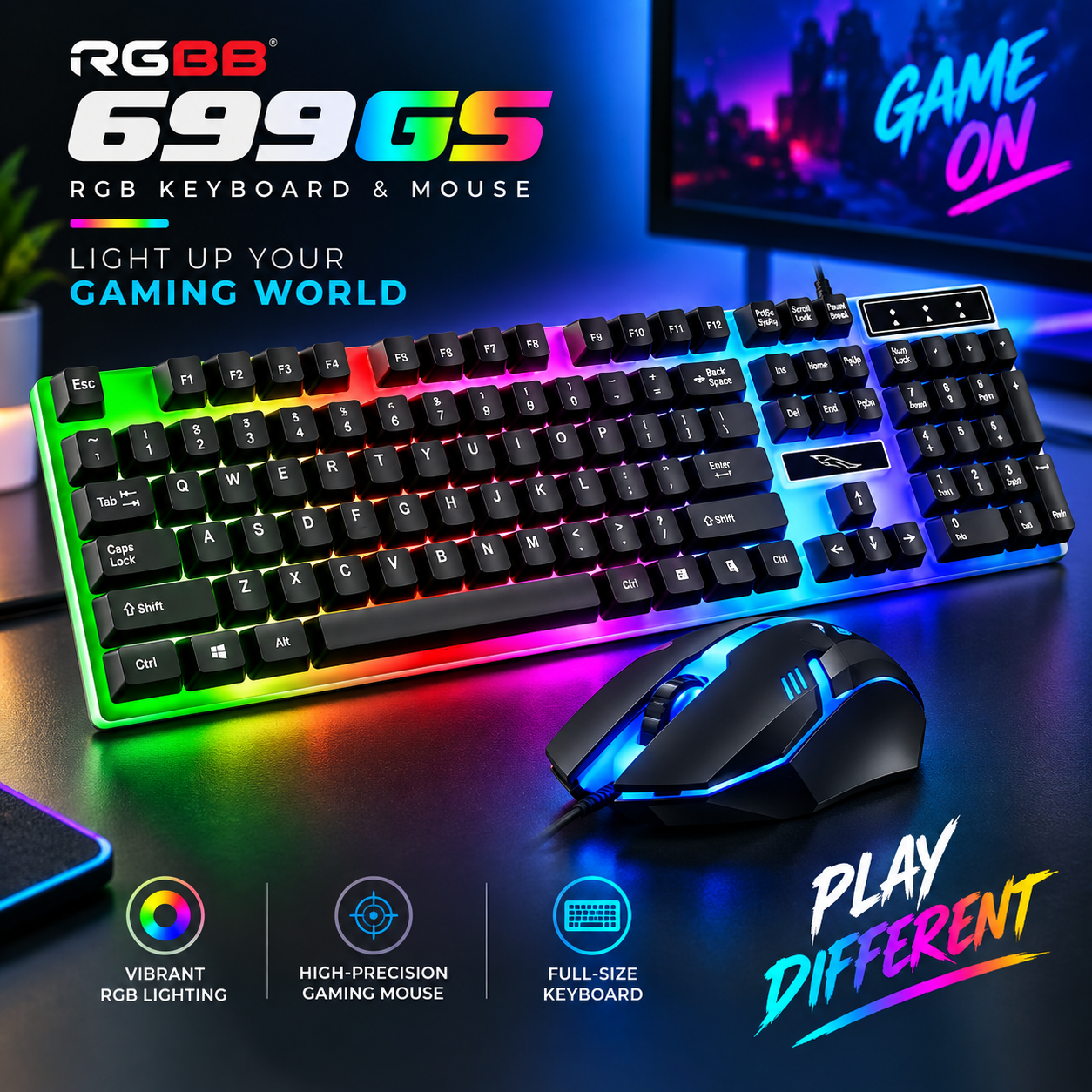 RGBB 699GS RGB usb Keyboard Mouse thumbnail