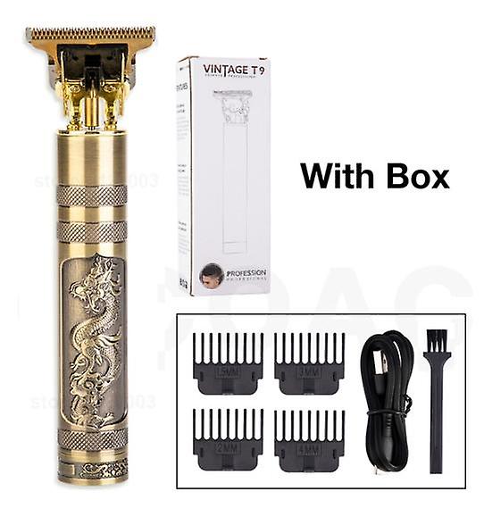 Rechargeable Vintage T9 Hair Clipper &amp; Beard Trimmer – Cordless Stainless Steel Men’s Grooming Kit with USB Charging, 360-Degree Close Shave &amp; 120-Min Battery Life thumbnail