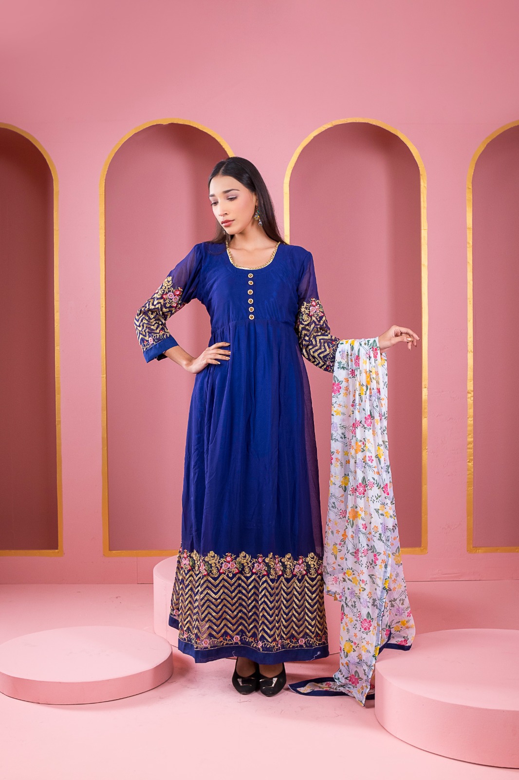 Ready-made Georgette Embroidered Party-wear Lehenga thumbnail