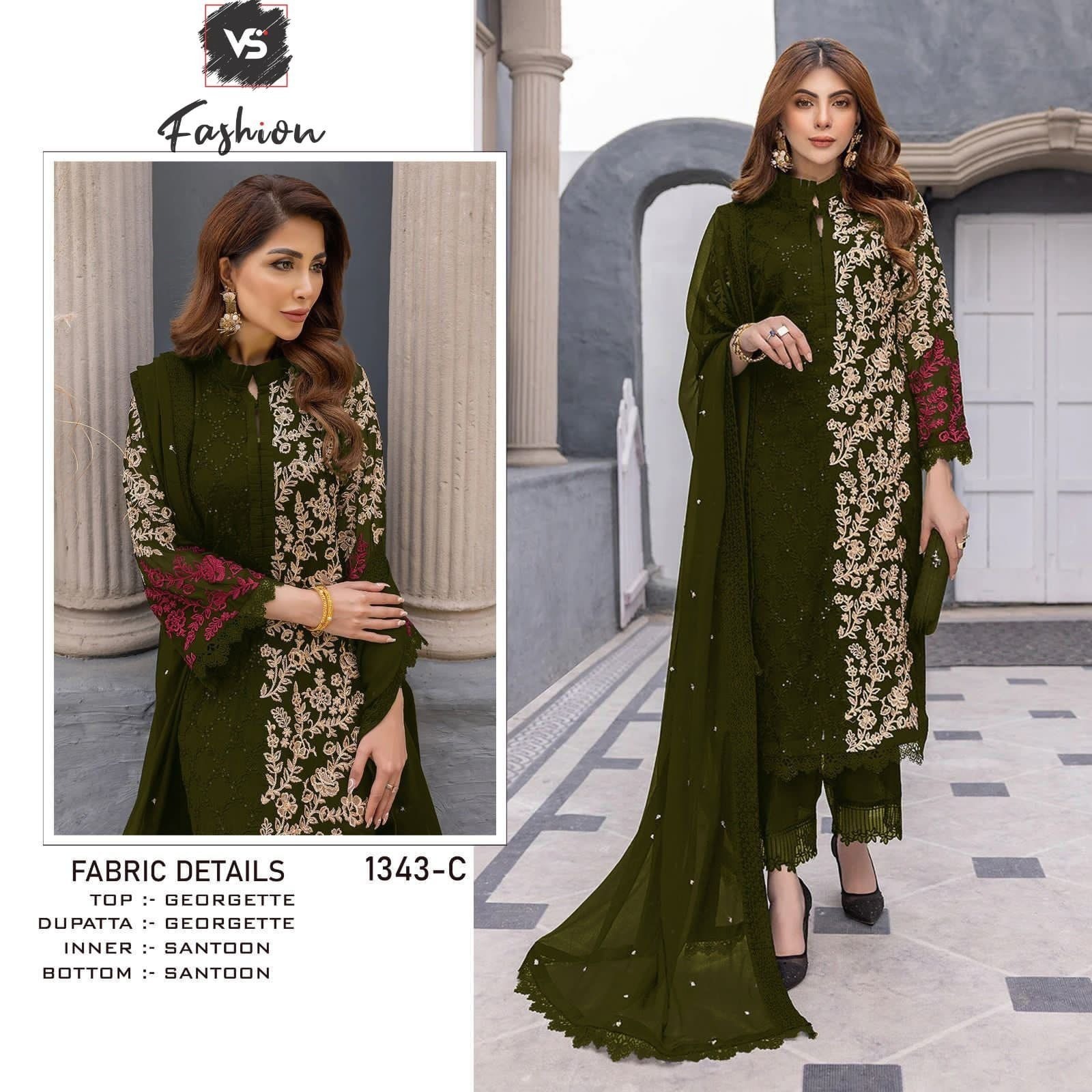 Ready-made embroidered Georgette three-piece set thumbnail