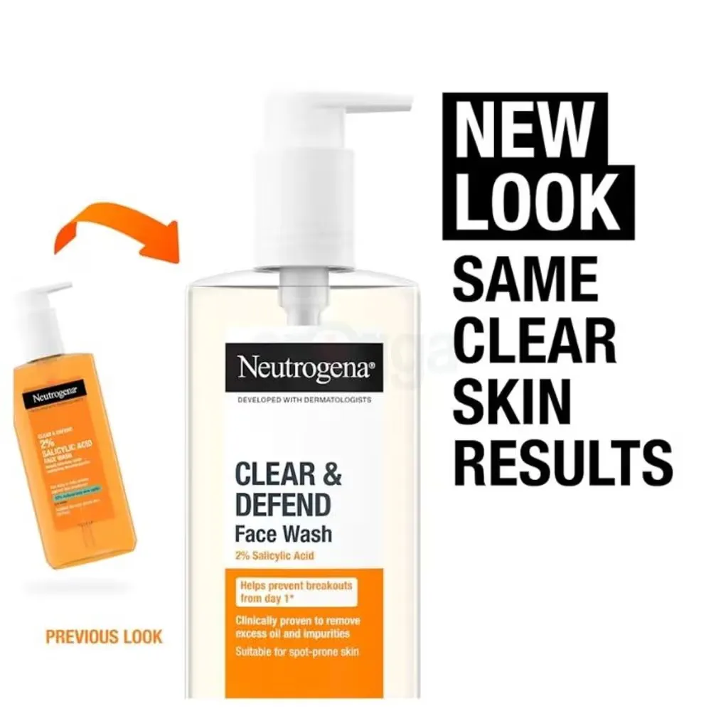 Neutrogena Clear & Defend 2% Salicylic Acid Oil Free Face Wash for Spot Prone Skin 200ml thumbnail