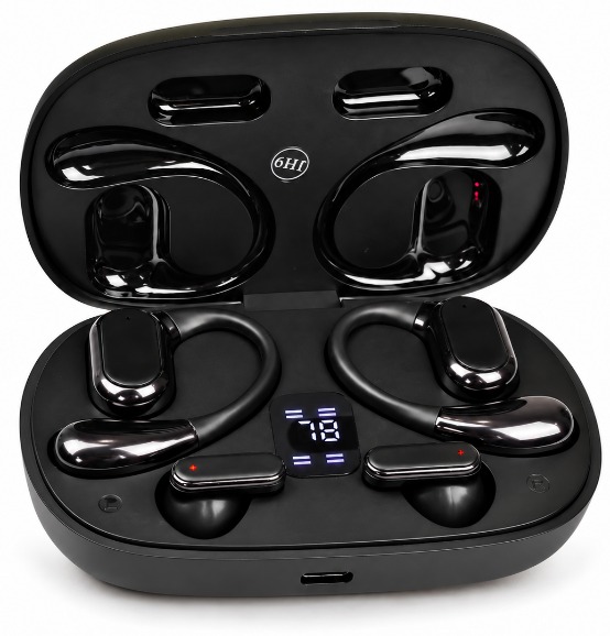 Q25 2-in-1 Couple Soft Ear Hooks TWS Wireless Earbuds – LED Digital Display thumbnail