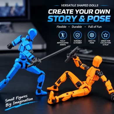 Articulated Action Figure Toy Set - Flexible Poseable Robot Dolls with Swords thumbnail
