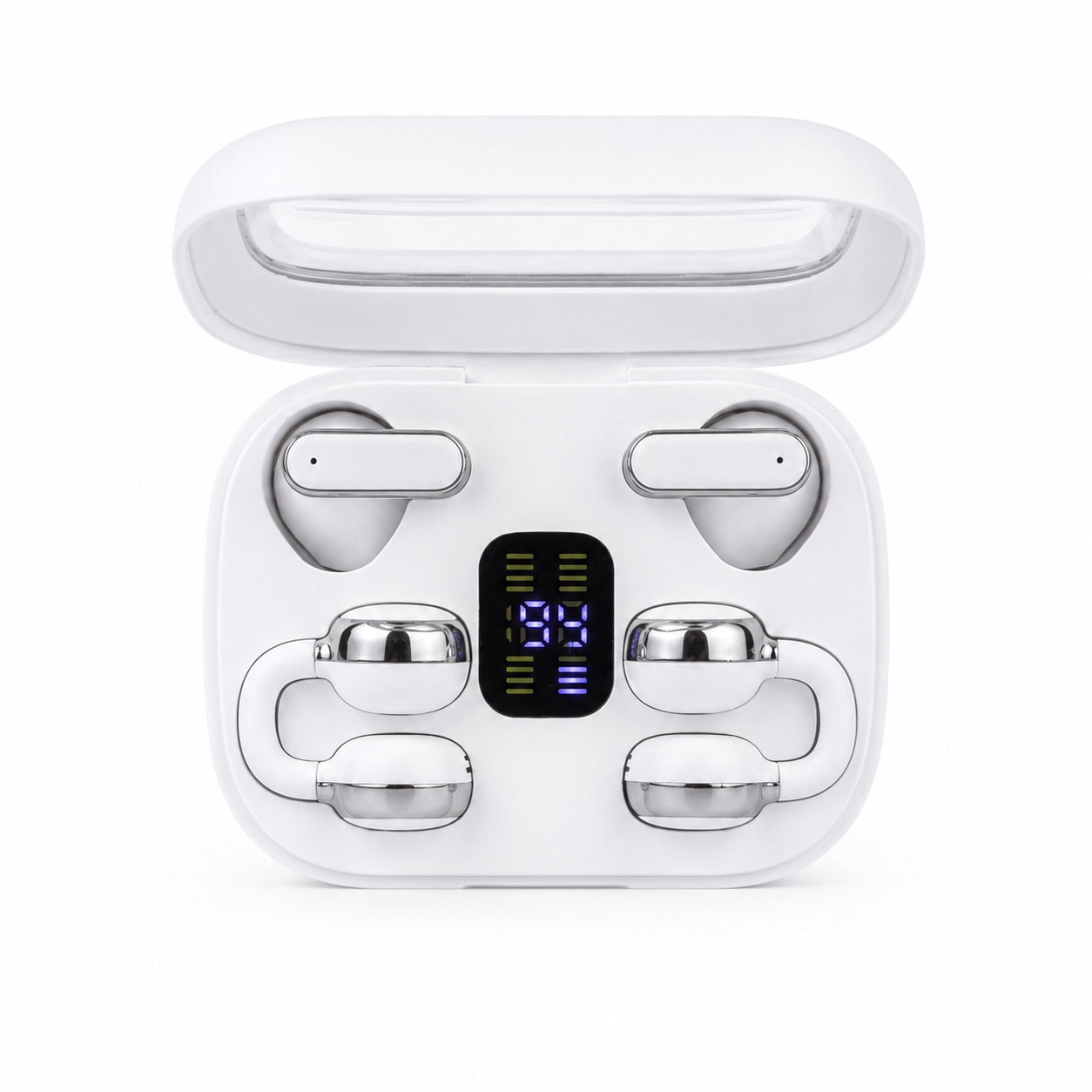Q10 HiFi Stereo Sports Wireless Earbuds (2 Pairs) – 4-in-1 Combo Set with In-Ear &amp;amp; Open-Ear Clip Design, Bluetooth 5.4, LED Digital Display &amp;amp; IPX4 Waterproof thumbnail