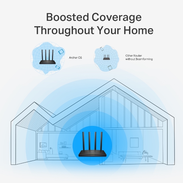 TP-Link Archer C6 AC1200 Dual-Band Gigabit Wi-Fi Router – MU-MIMO, Beamforming, Access Point Mode & OneMesh Support for Whole-Home Coverage thumbnail