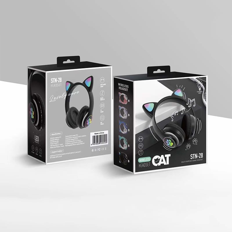 CAT STN-28 Wireless Cat Ear Headset – Bluetooth 5.0 Over-Ear Headphones with 40mm Speakers, 400mAh Battery, 7-Hour Playtime &amp; Cute Stylish Design thumbnail